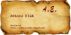 Albini Elek névjegykártya